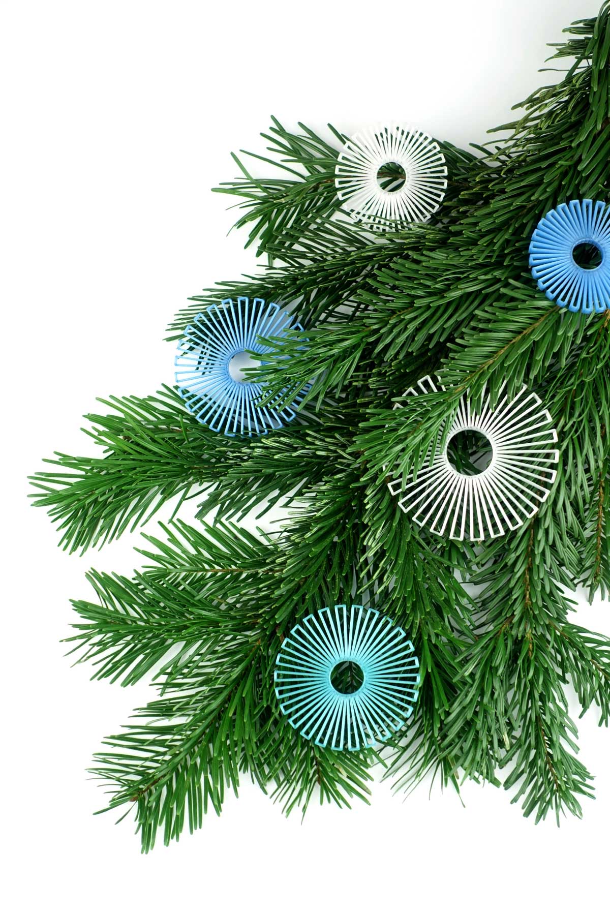 Ornaments - decorative hangers made from recycled plastic - steel blue, snow white, turquoise