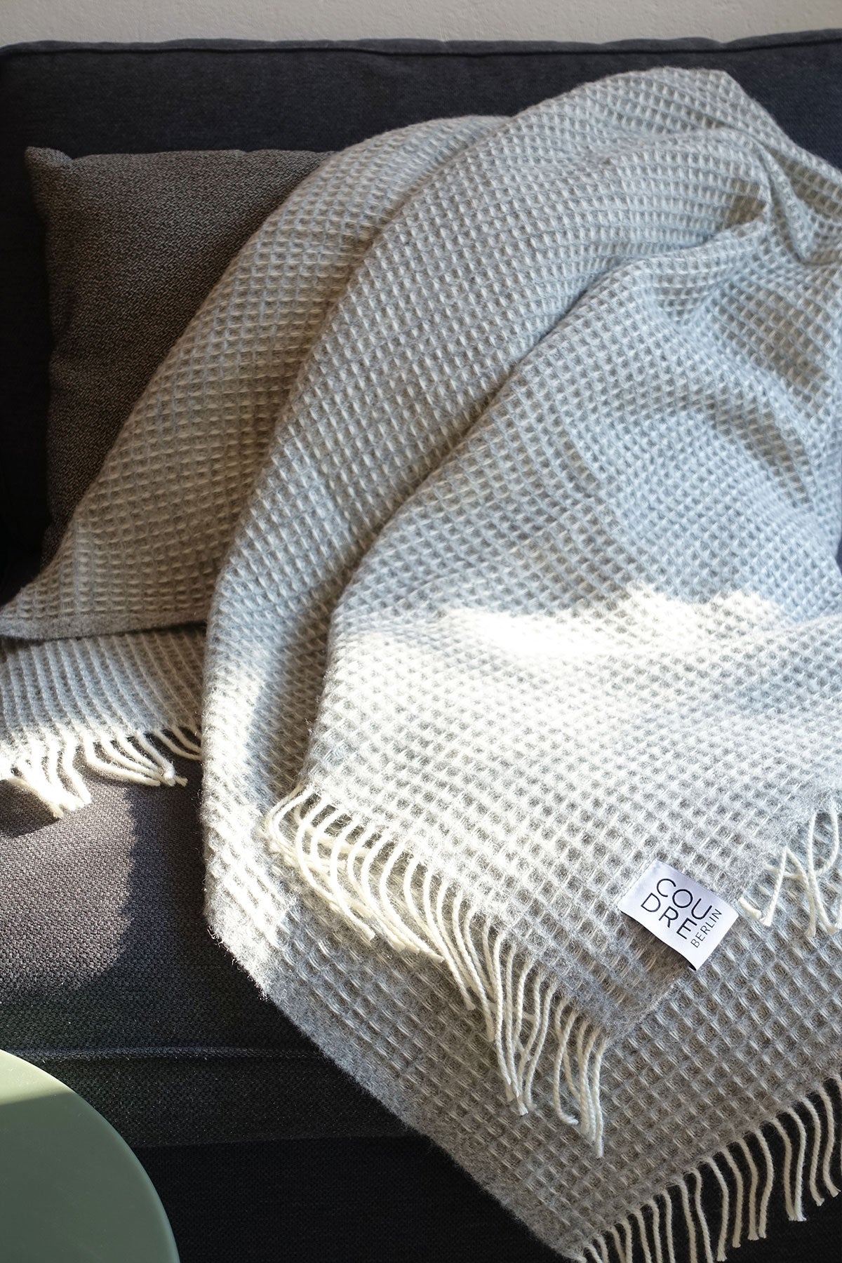 Wolldecke / Kuscheldecke waffle light granite