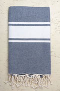 Hamam Blanket classic stripe light denim blue