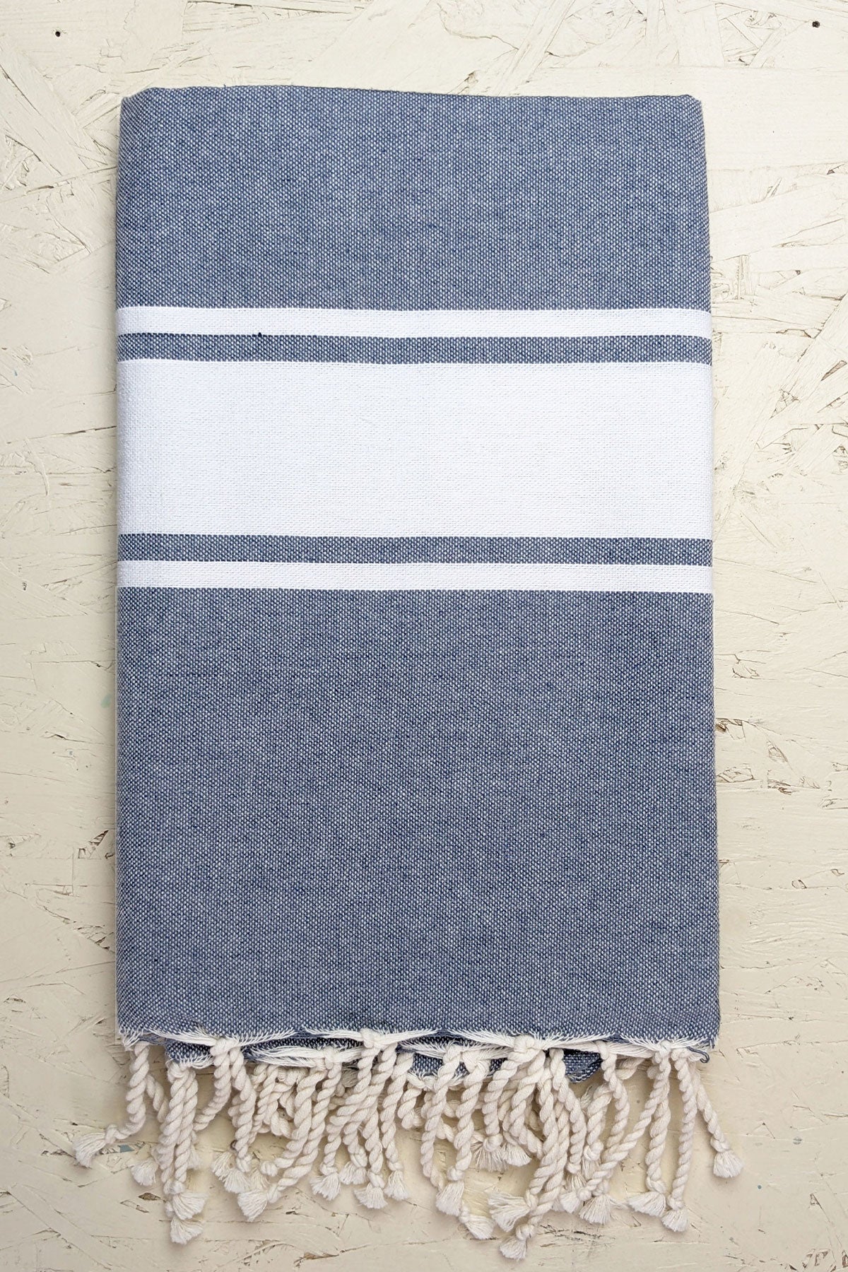 Hamam Blanket classic stripe light denim blue