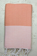 Hamam Blanket honeycomb striped pink peach