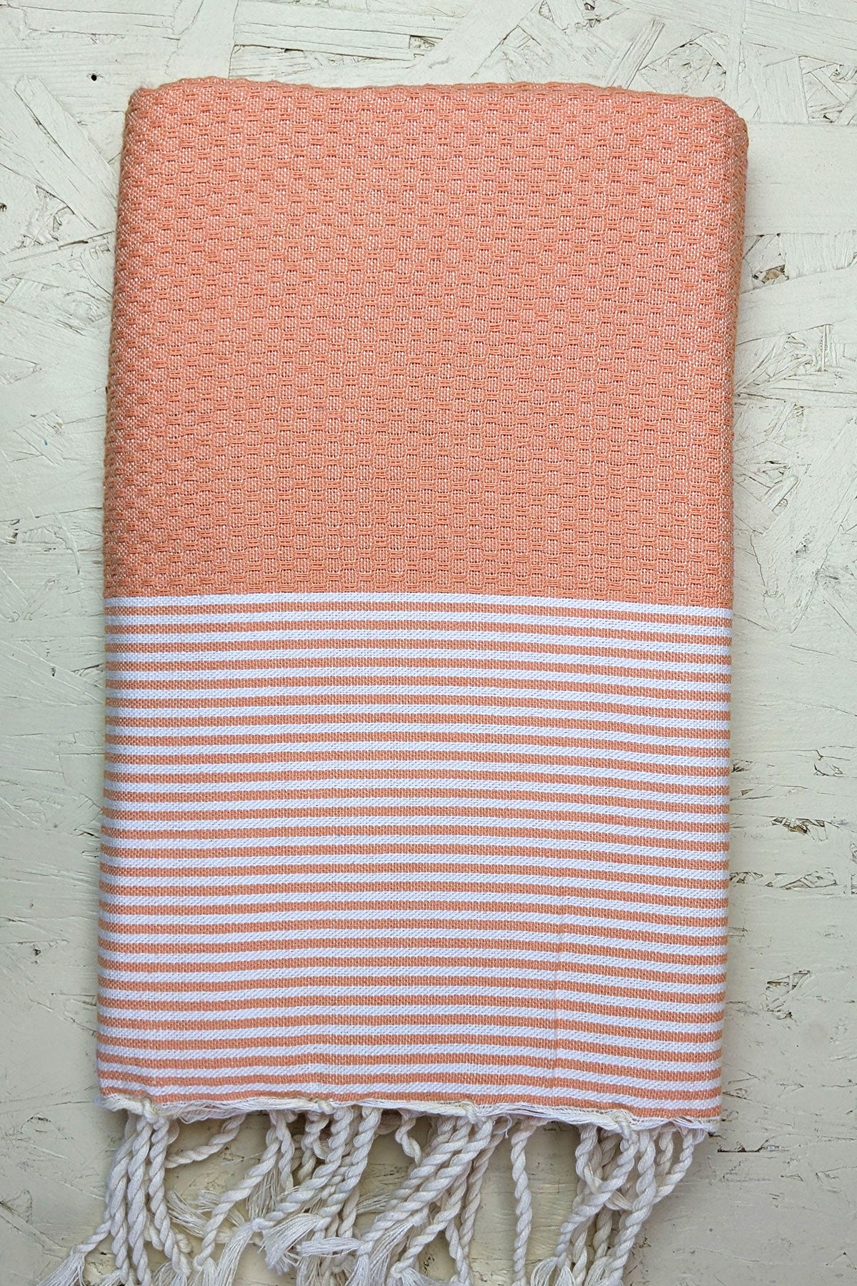 Hamam Blanket honeycomb striped pink peach
