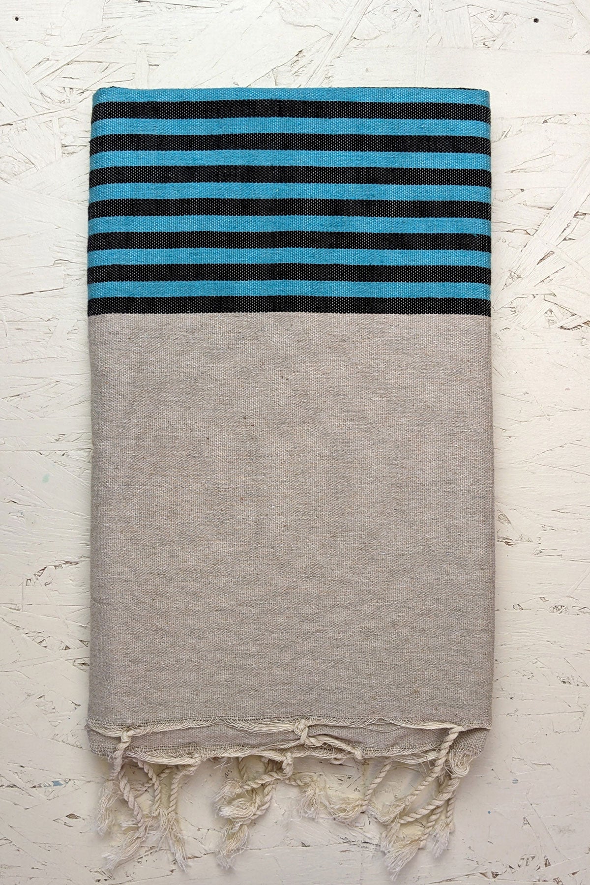Hamam Blanket beige modern stripe beige turquoise black