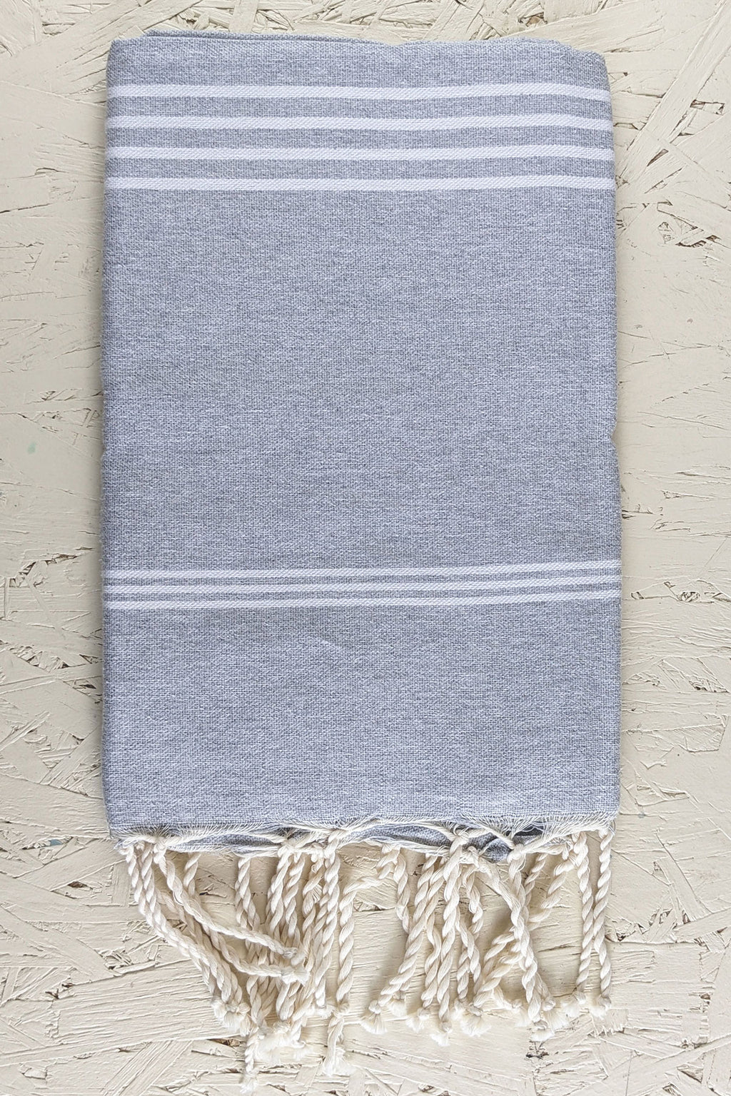 Hamam Blanket tunisian stripe gray melange