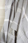Hamam Blanket tunisian stripe gray melange