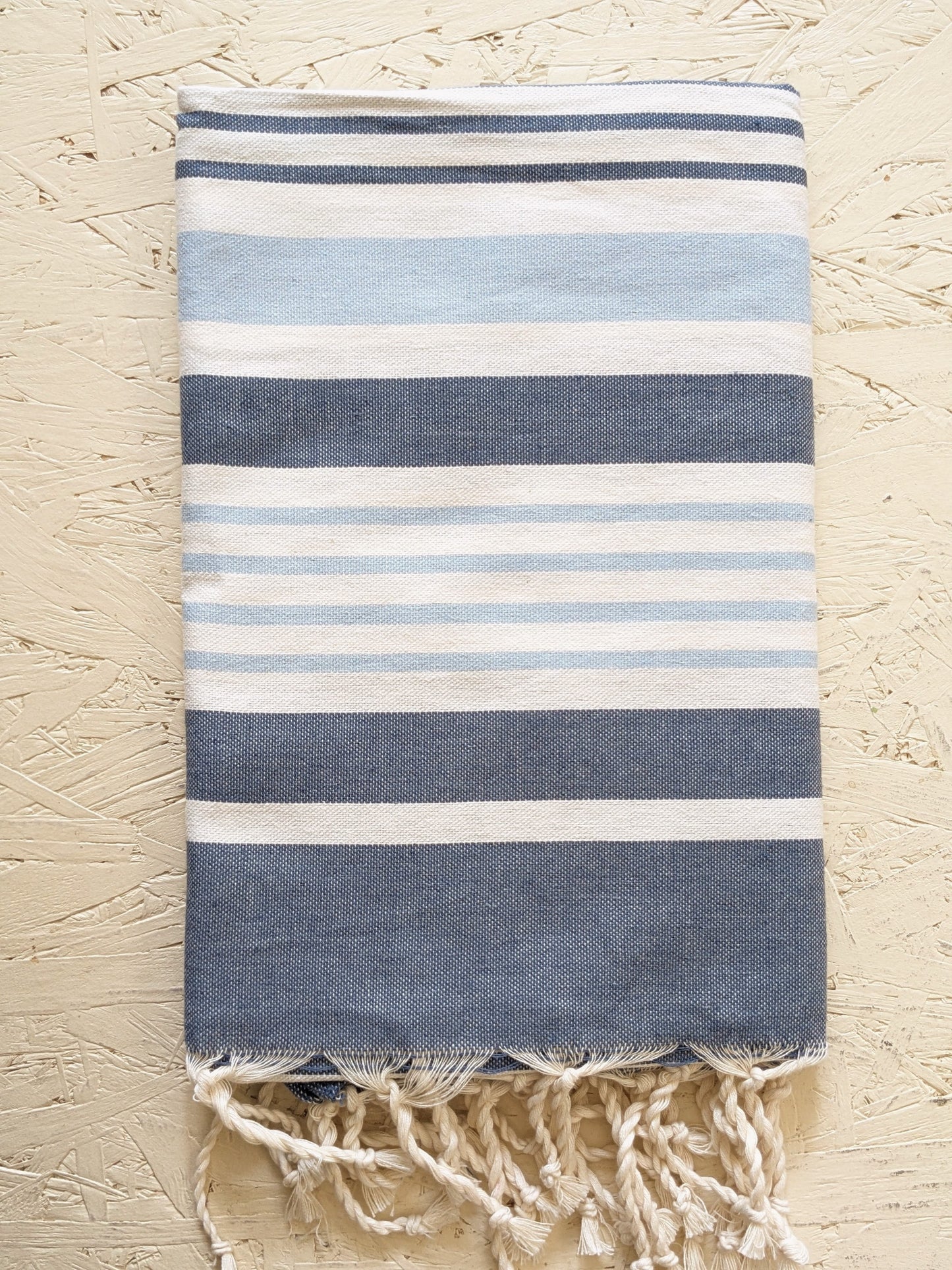 Hamam Blanket denim & light blue stripe