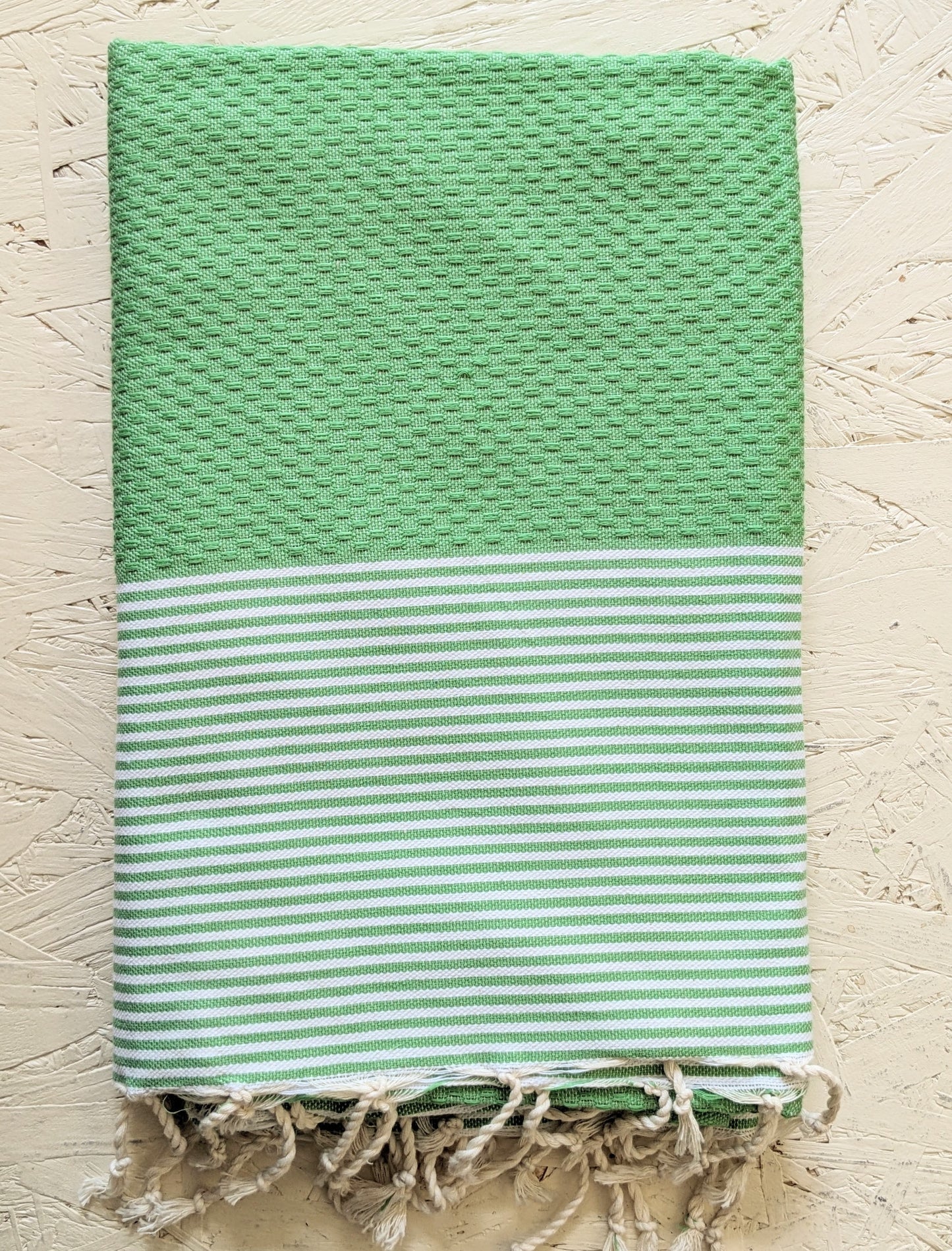 Hamam Blanket apple green honeycomb striped