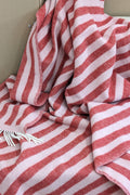 Wool blanket / cuddly blanket STRIPES red / rose 