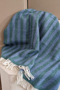 Couverture en laine STRIPES greenstone denim