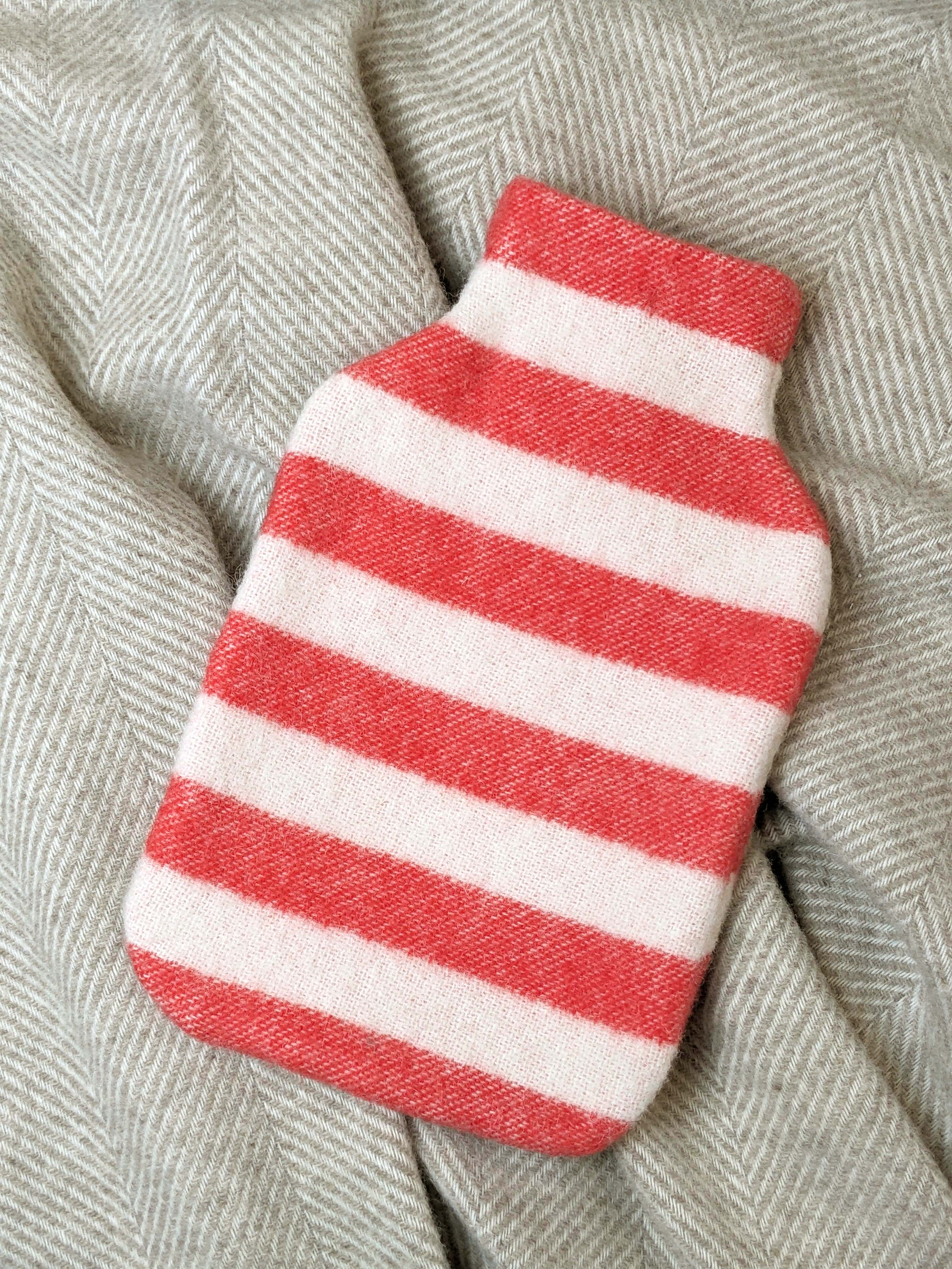 Hot water bottle cover STRIPES tomato / off white