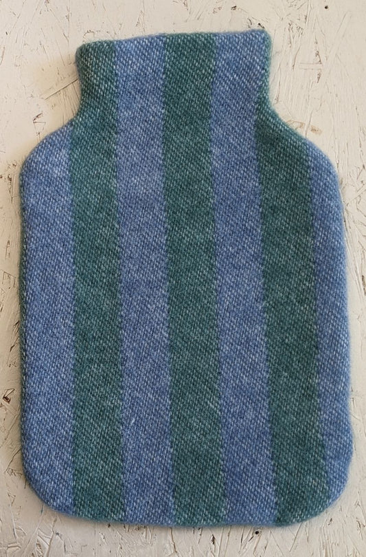 Wärmflaschenbezug / hot water bottle cover STRIPES greenstone / denim