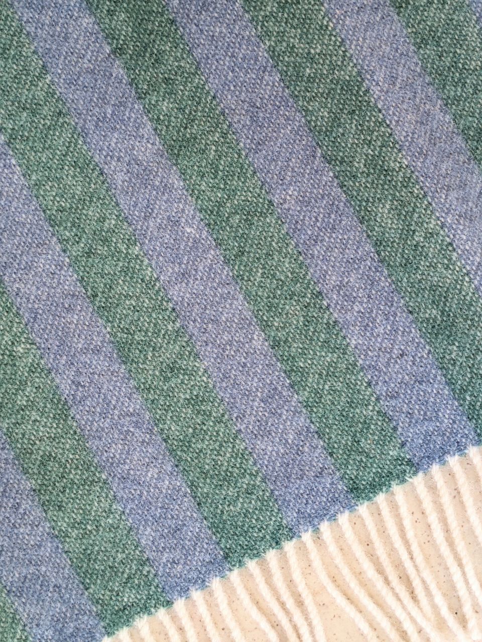 Wolldecke / Kuscheldecke STRIPES greenstone / denim