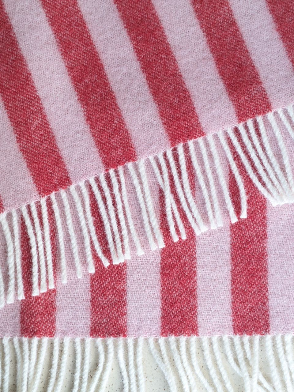 Wool blanket / cuddly blanket STRIPES red / rose 