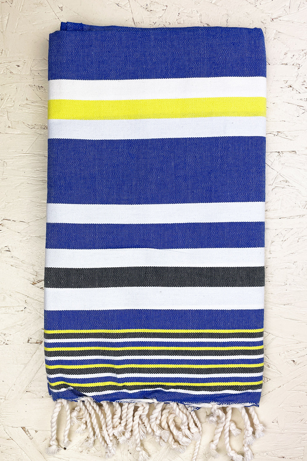 Hamam Blanket blue, yellow, white stripes