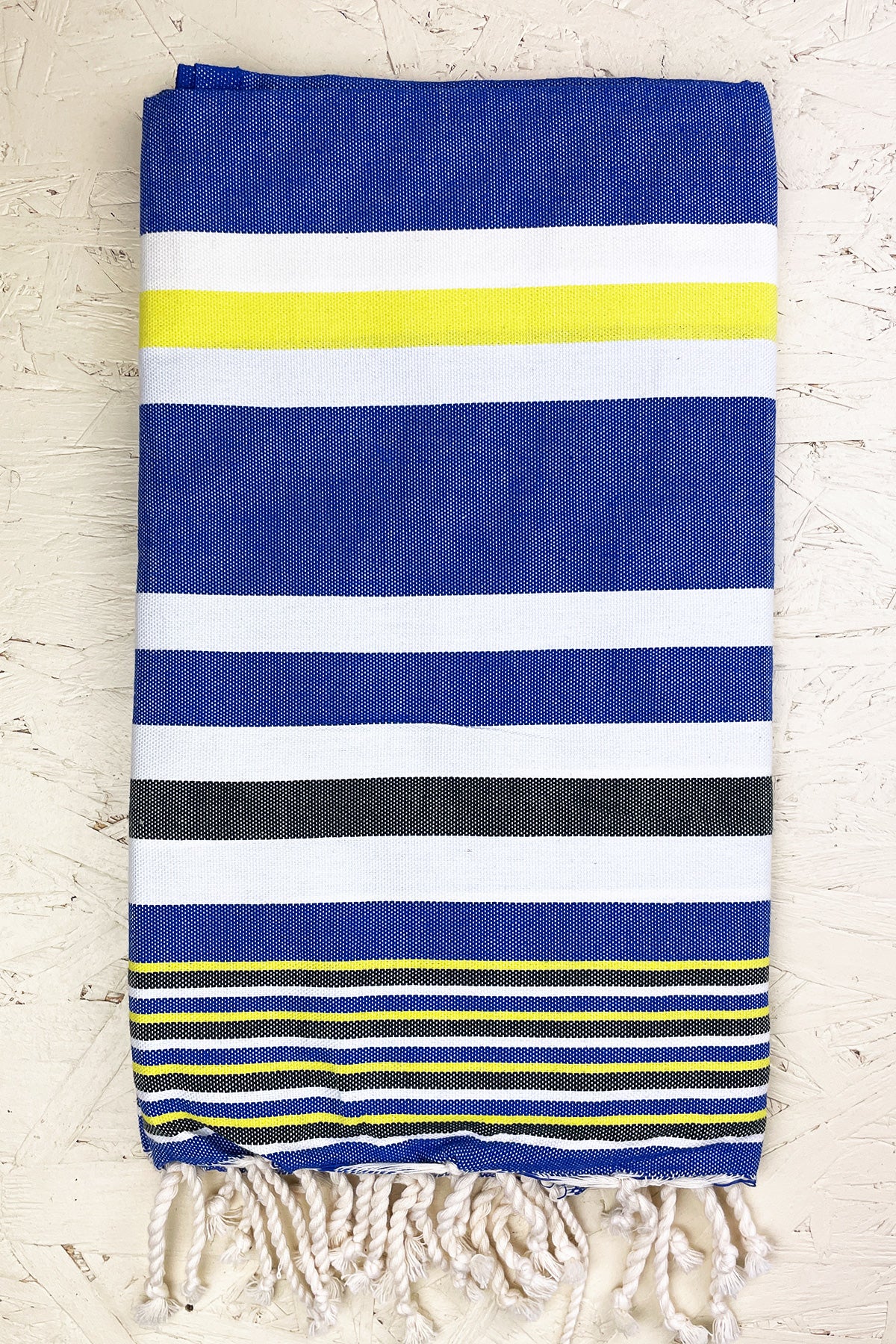 Hamam Blanket blue, yellow, white stripes