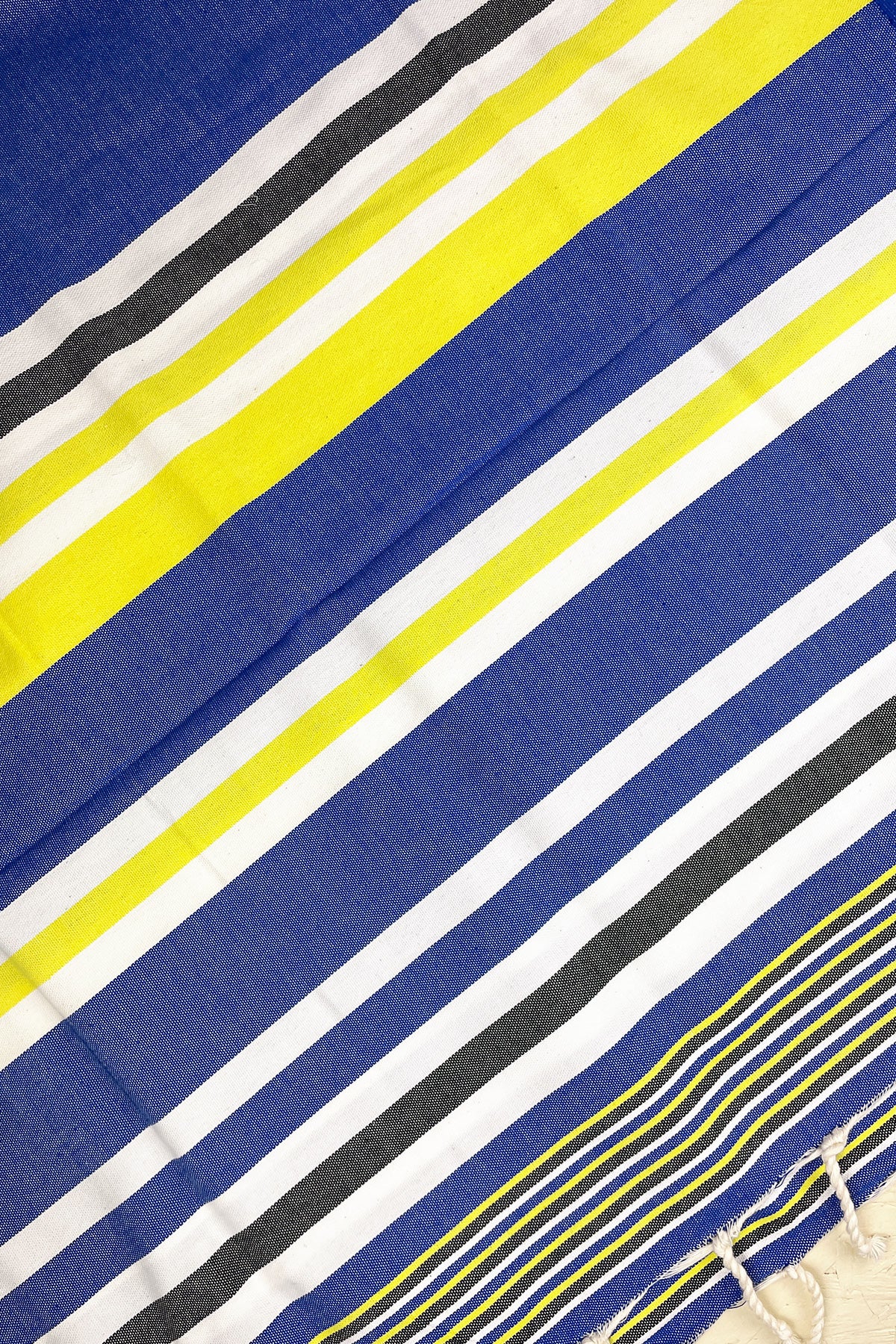 Hamam Blanket blue, yellow, white stripes