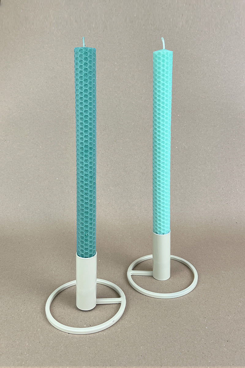 Handmade colored beeswax taper candles / pistachio & greenstone