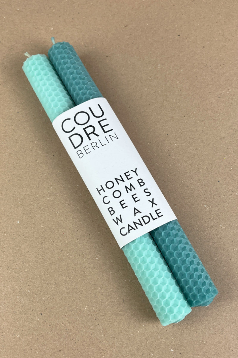 Handmade colored beeswax taper candles / pistachio & greenstone