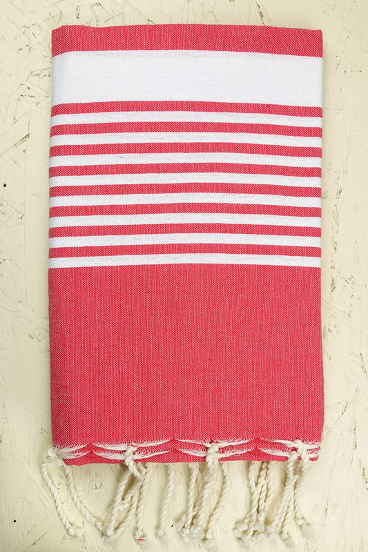 Hamam Blanket red stripe