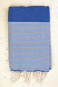 Hamam Blanket honeycomb royal blue stripes
