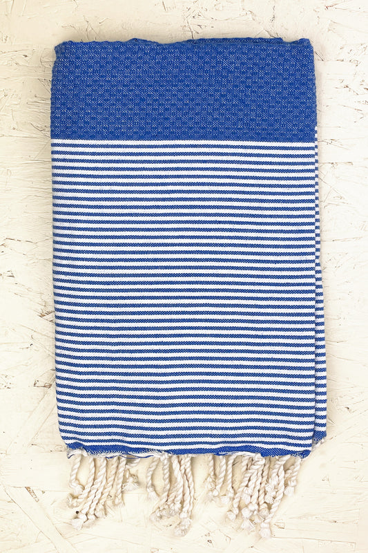 Couverture de hammam nid d'abeille rayure rose