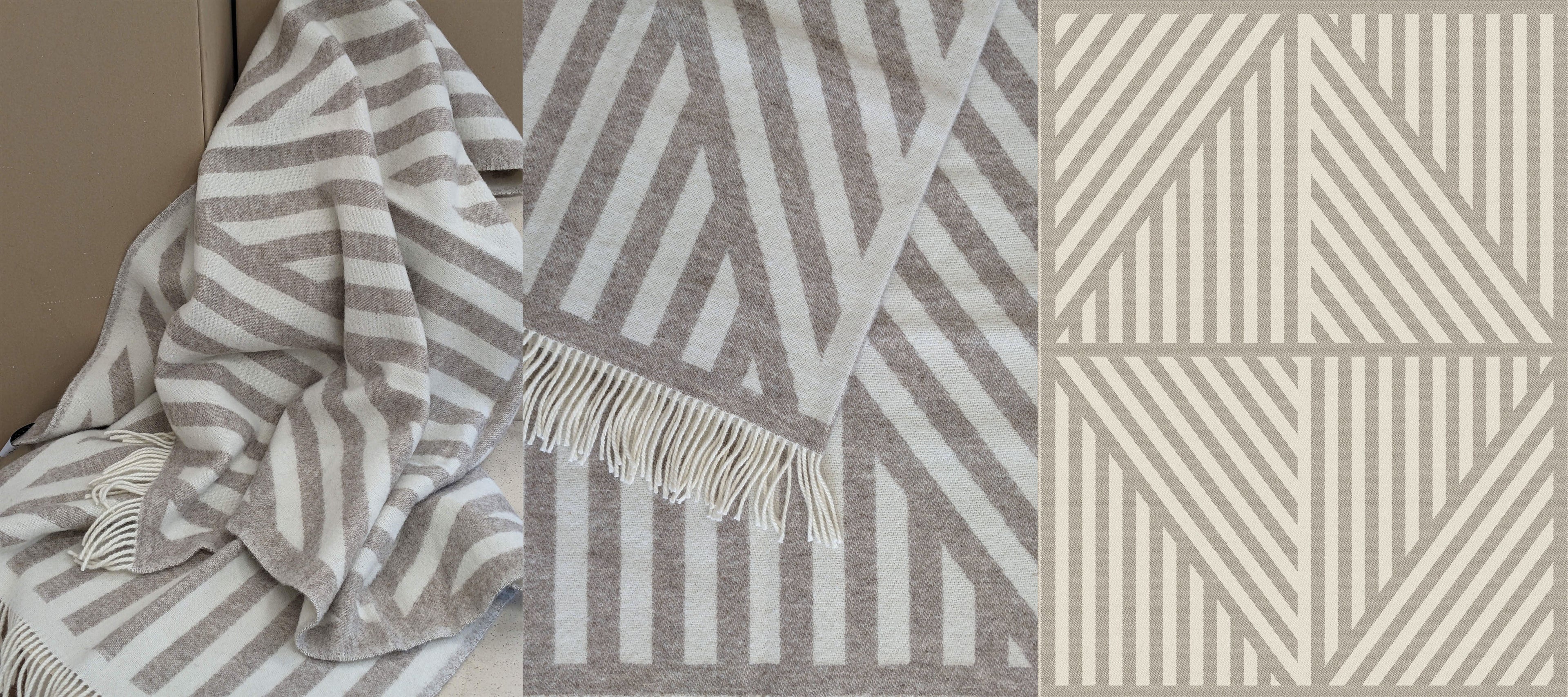 Wool blanket / cuddly blanket FRANK limestone / off white 