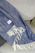 Wool blanket / cozy blanket diamond bluestone