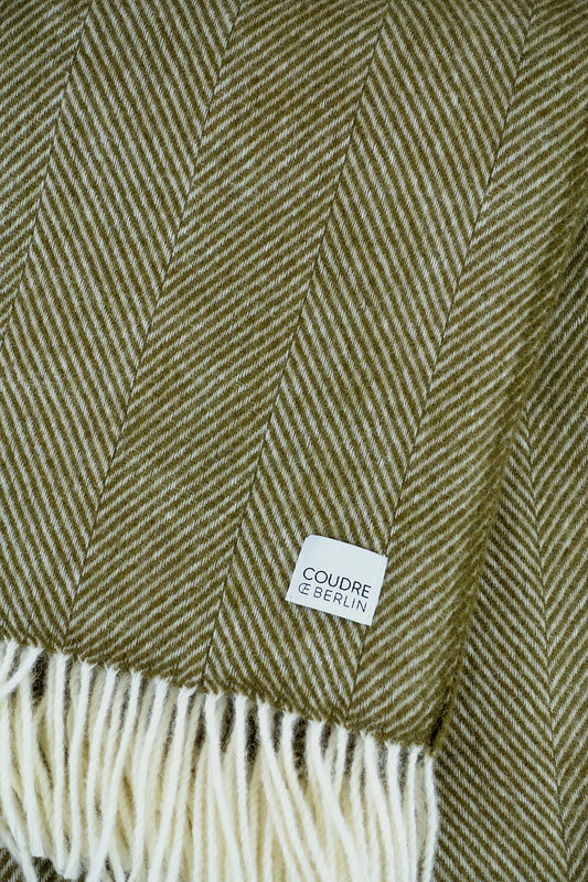 Wolldecke / Kuscheldecke herringbone khaki limited edition