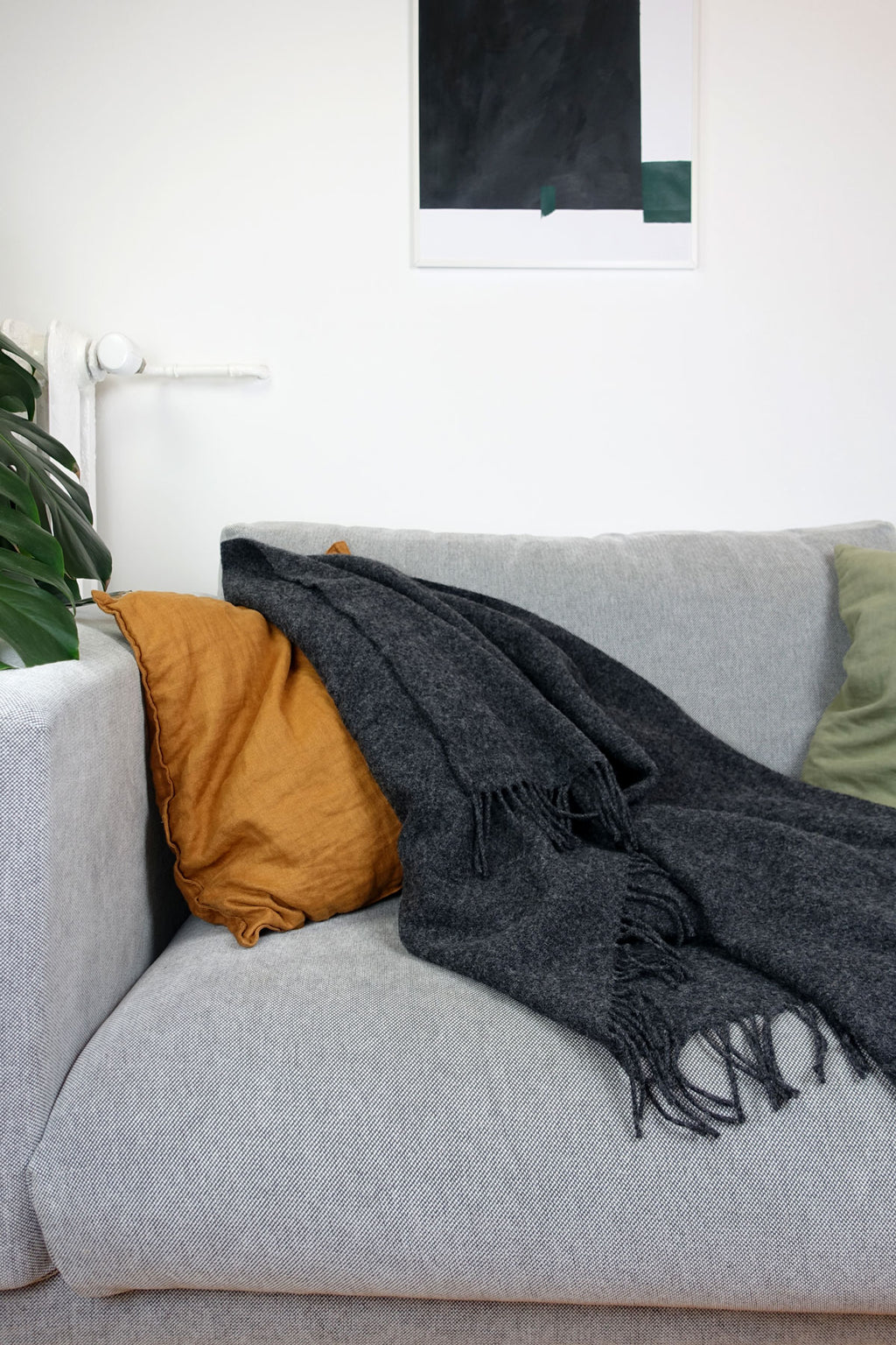 Couverture en laine mono anthracite melange