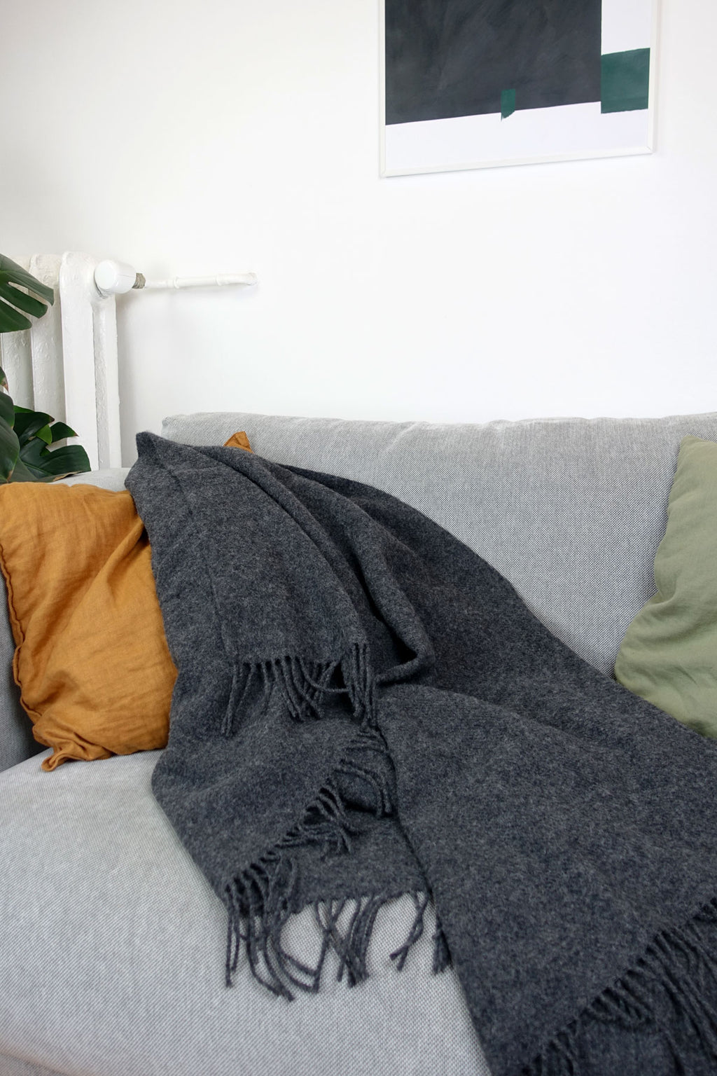 Couverture en laine mono anthracite melange