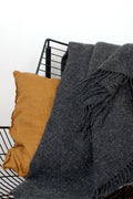 Couverture en laine mono anthracite melange