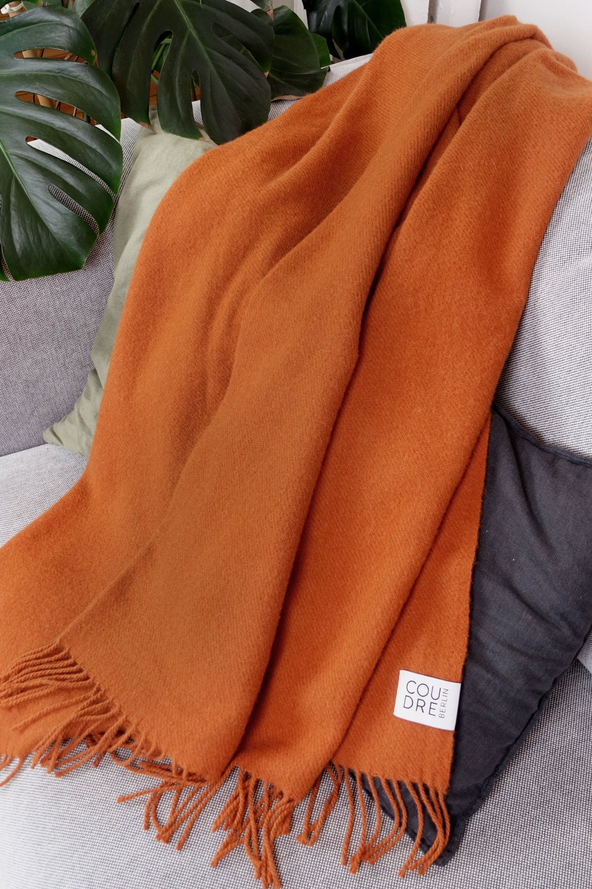 Couverture en laine mono terracotta