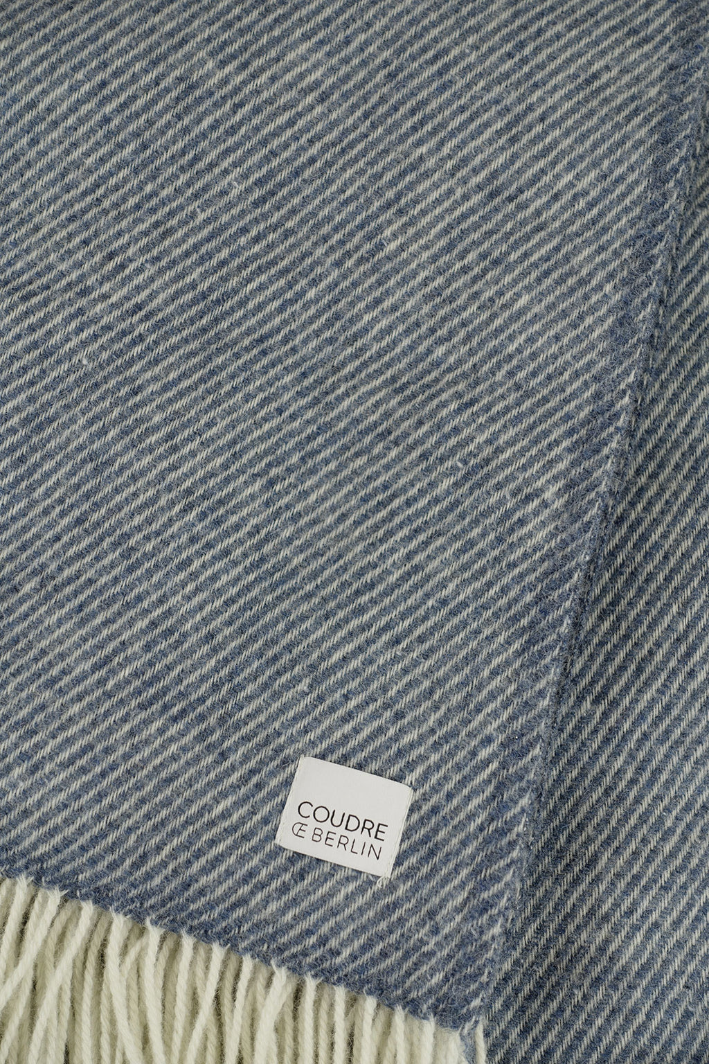 Wool blanket / cozy blanket twill light denim recycled wool