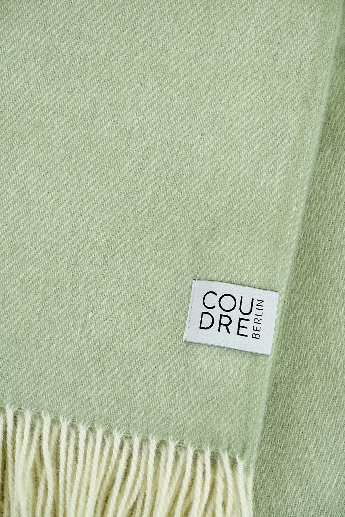 Couverture en laine unie sauge