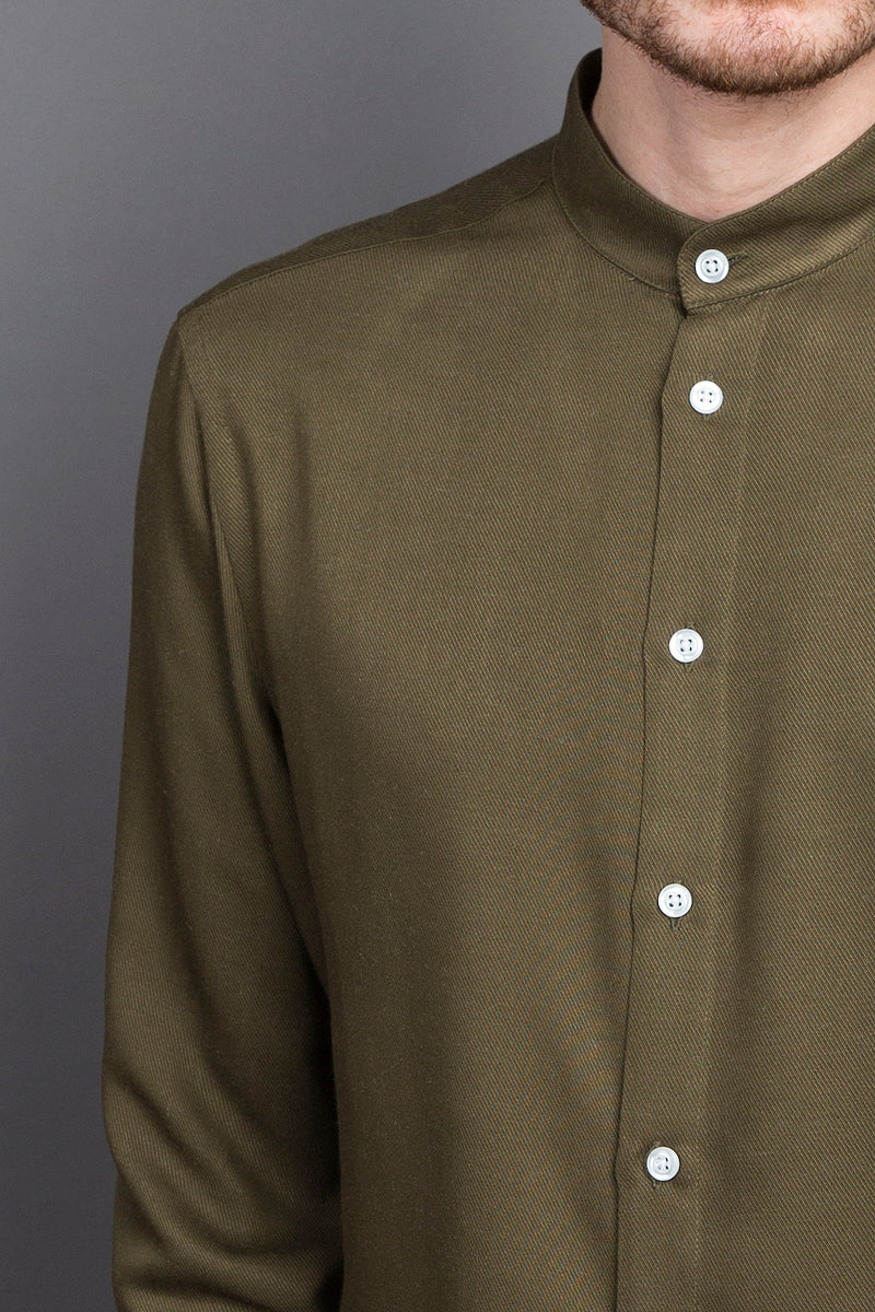 Band Collar Shirt moss - Coudre Berlin