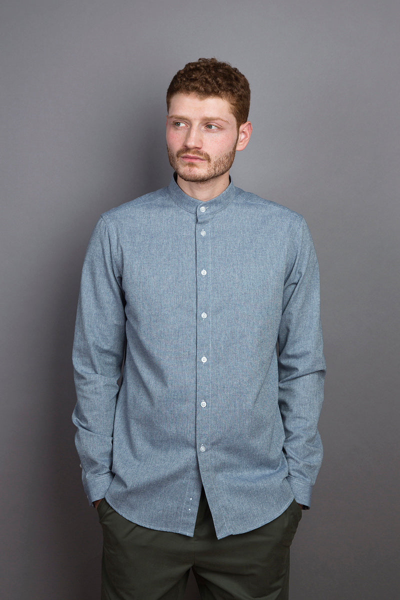 Band Collar Shirt cloud - Coudre Berlin