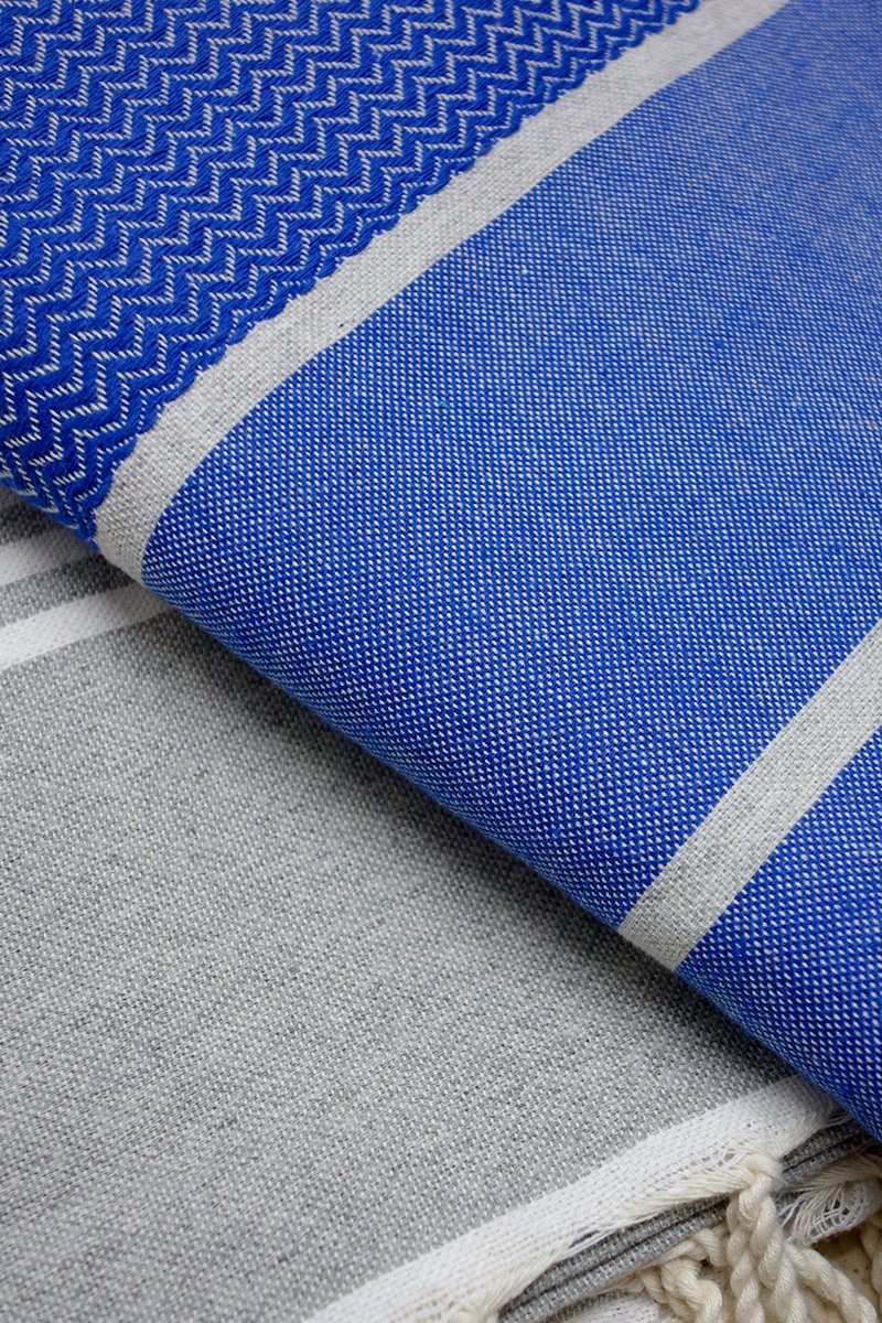 Hamam Blanket Wave Herringbone blue - Coudre Berlin