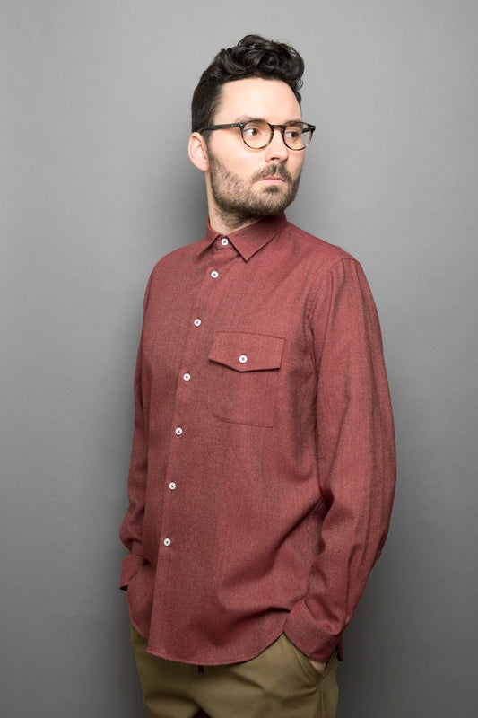 Kent Collar Shirt red melange - Coudre Berlin