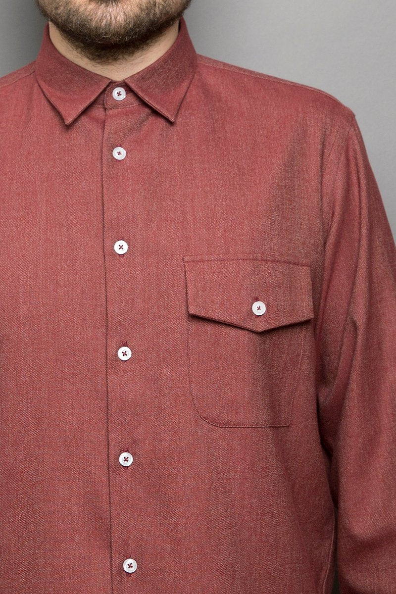 Kent Collar Shirt red melange - Coudre Berlin