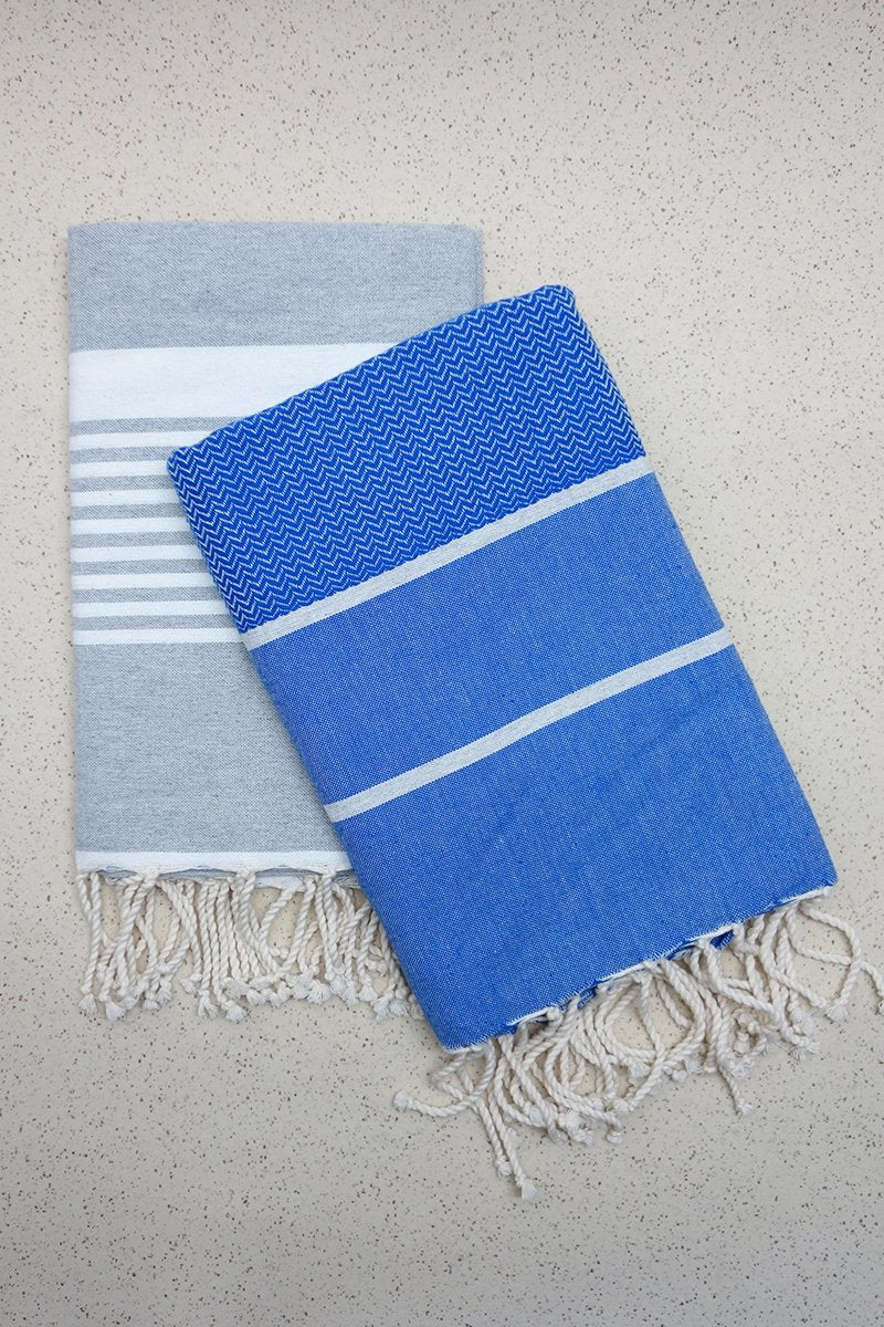 Hamam Blanket Wave Herringbone blue - Coudre Berlin