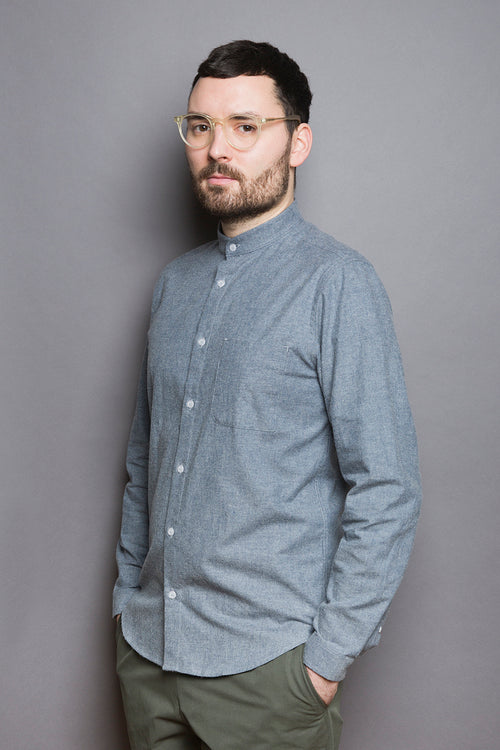 Band Collar Shirt winter sky - Coudre Berlin