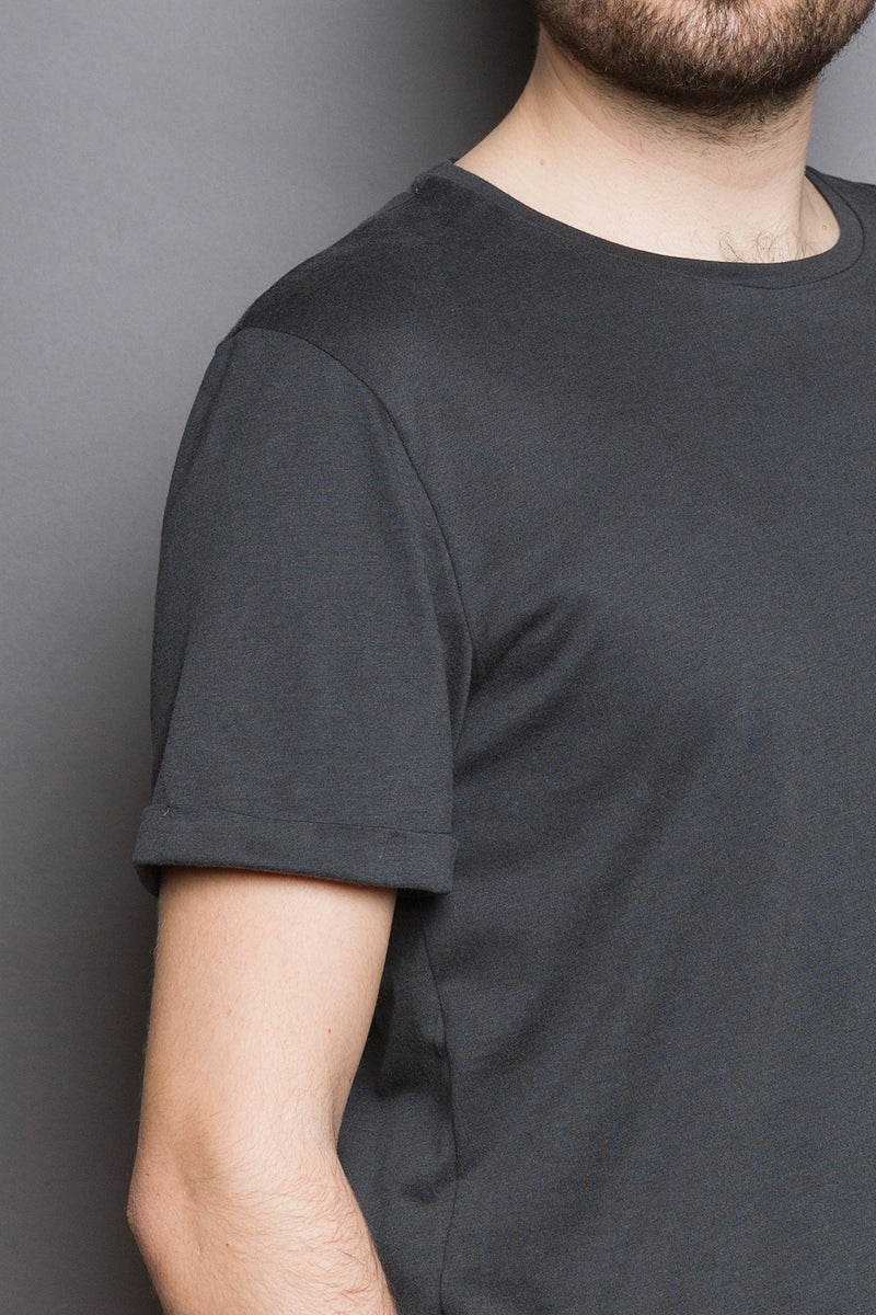 Rolled Sleeve Loose Fit T-Shirt dark pine - Coudre Berlin