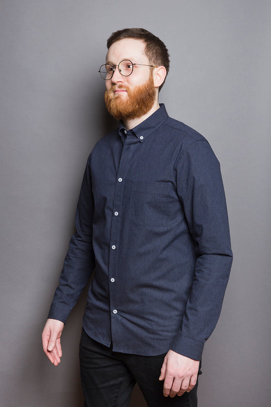 Button Down Shirt navy melange - Coudre Berlin
