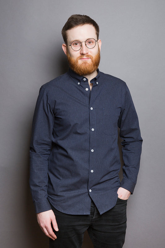 Button Down Shirt navy melange - Coudre Berlin