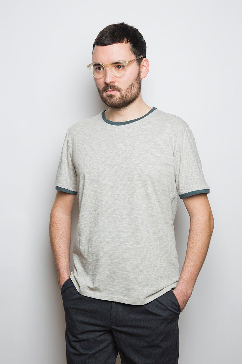 Contrast Collar T-Shirt grey/reed - Coudre Berlin