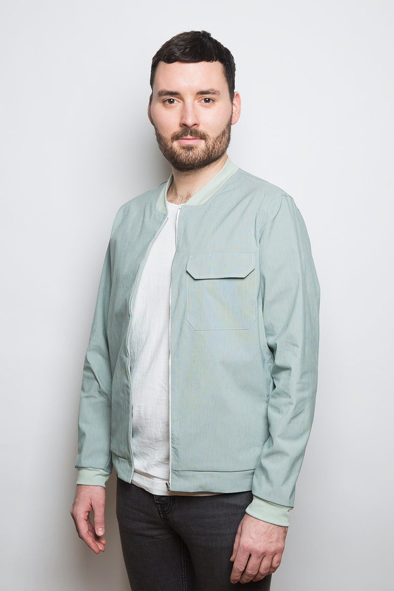 Light Bomber Jacket green stripe - Coudre Berlin