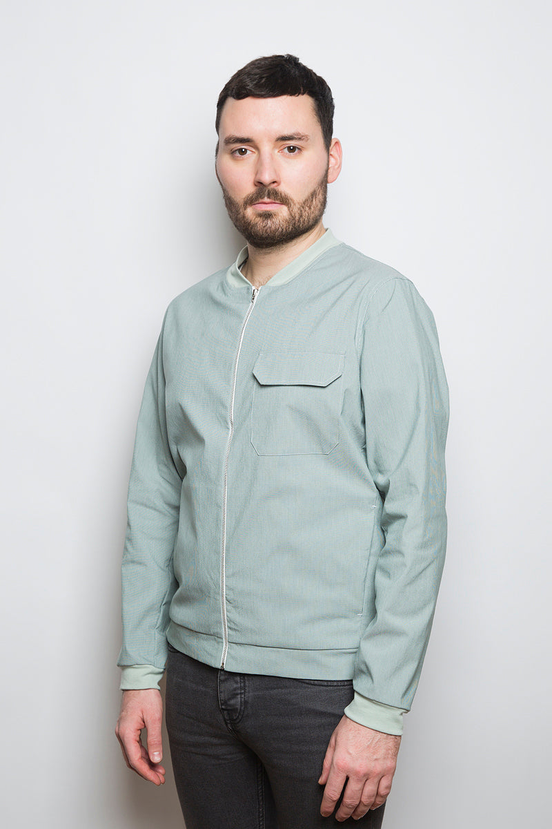 Light Bomber Jacket green stripe - Coudre Berlin