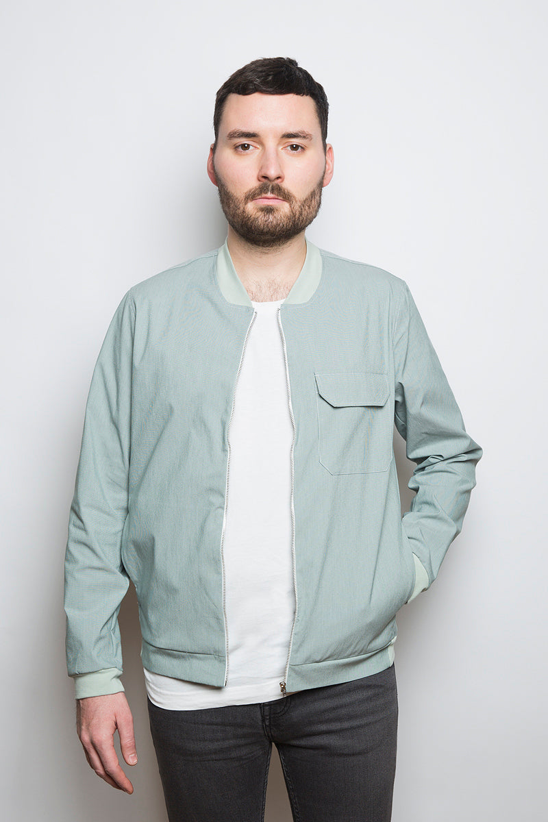 Light Bomber Jacket green stripe - Coudre Berlin