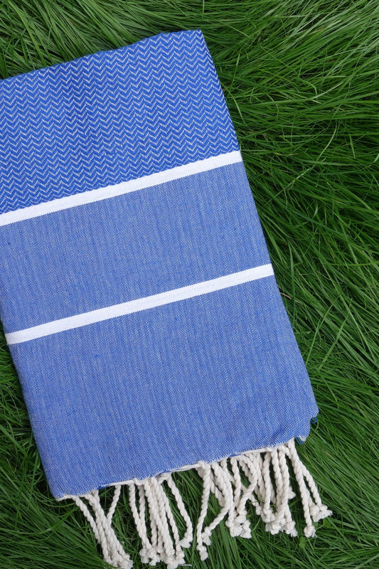 Hamam Blanket Wave Herringbone blue - Coudre Berlin