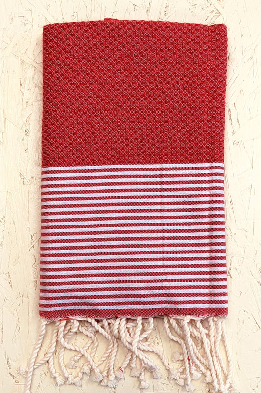 Hamam Blanket honeycomb stripe red - Coudre Berlin